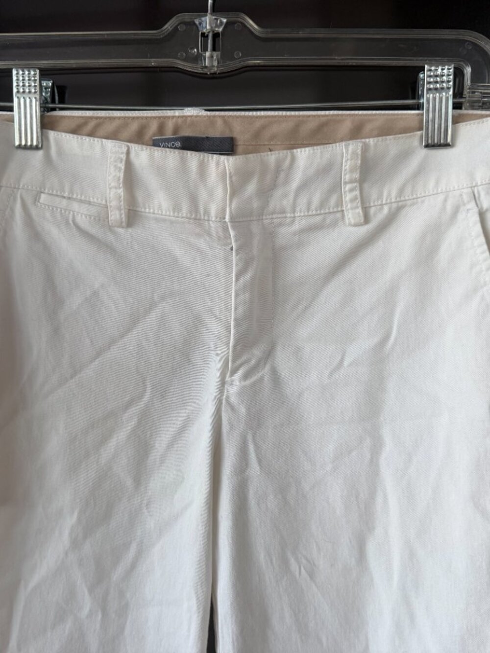 VINCE. Cream White Cotton Stretch Chino Pants Trousers 6 Classic Crop Slim - Picture 6 of 12